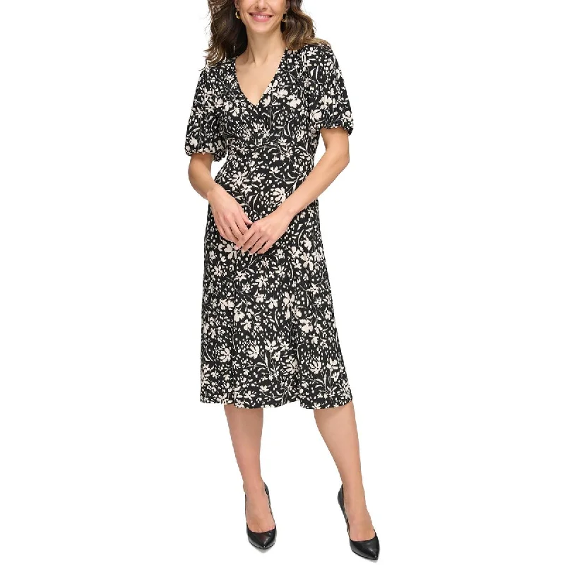 Womens Printed Jersey Midi Dress Floral Midi Skirt