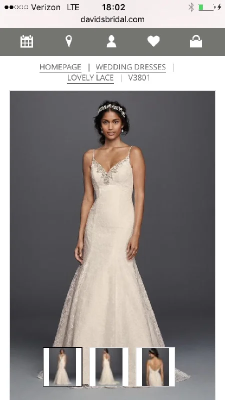 David's Bridal Spaghetti Strap Lace Sexy Lace Dress