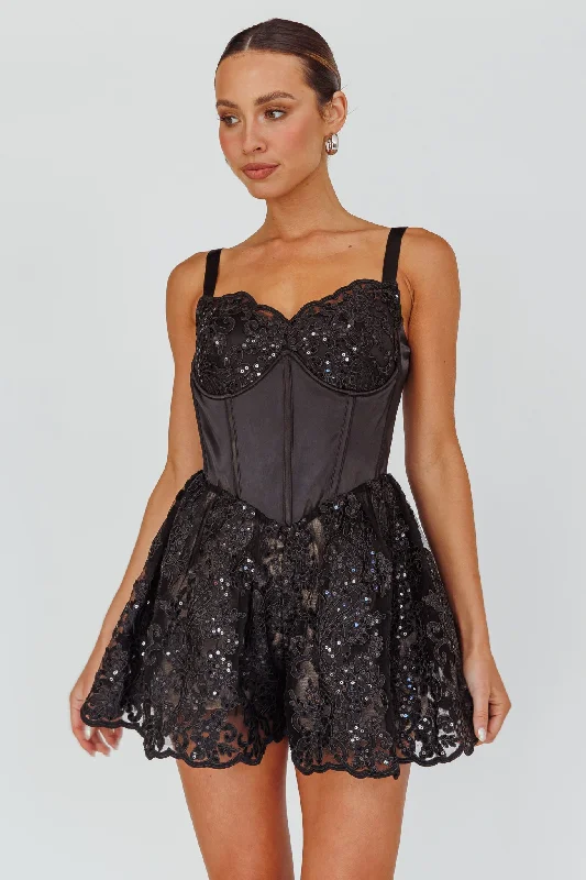 Georgia May Lace Romper Black Lace Dress Style