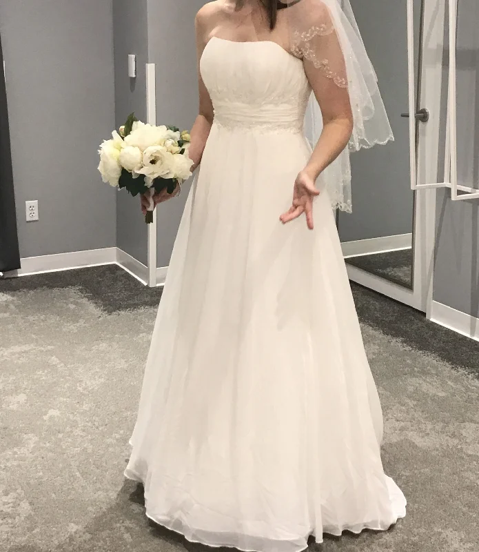 David's Bridal Soft Chiffon with Beaded Lace Elegant Lace Dress