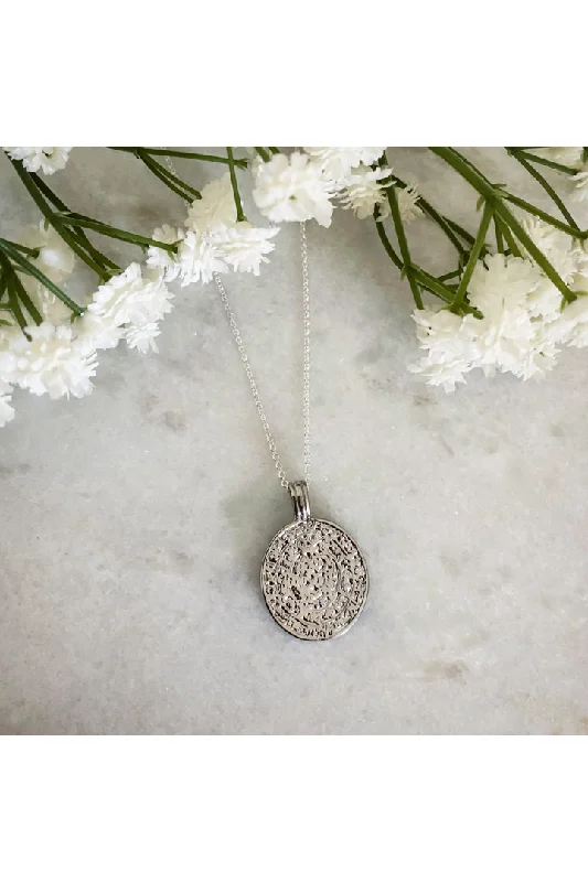 Wisteria London Anthea Coin Necklace - Silver Chic Lace Dress