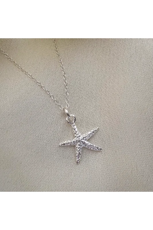 Wisteria London Sterling Silver Starfish Necklace Lace Mini Dress